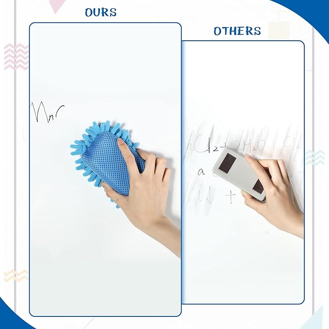 Sherr 30 Pcs Microfiber Shag Dry Erasers Bulk Magnetic Whiteboard Eraser Washable Colorful Chalk Board Eraser Markers Chalk for Adults Home Office Supplies(Bright Color)