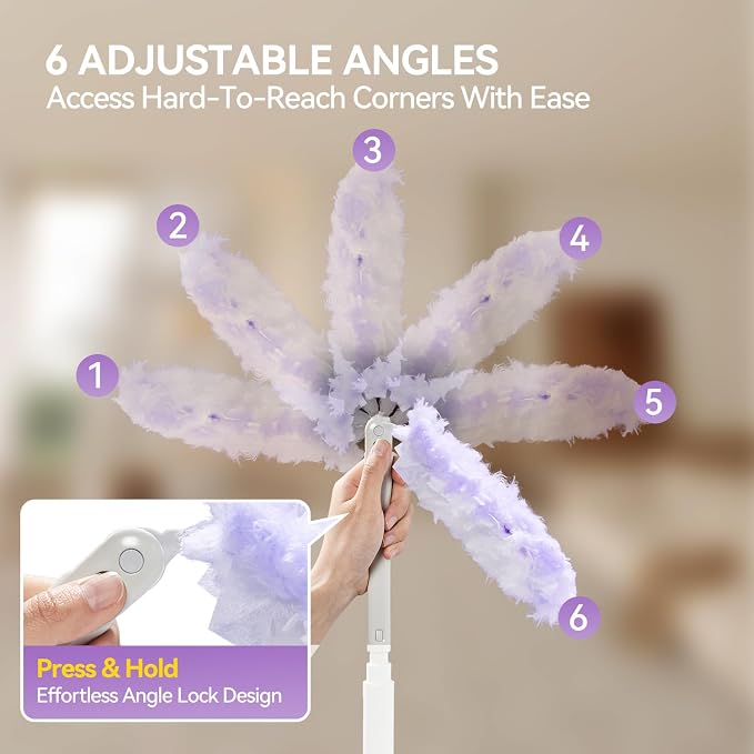 3 ft Extendable Handle with 30 Count Duster Refills, Long Handle Heavy Duty Microfiber Feather Duster, Disposable Multi Surface Duster Kit for Ceiling Fans, Vents and Hard to Reach Places