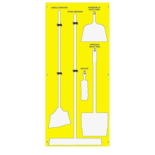 Clean & Sweep 5S Shadow Board/Wall Mount Broom Holder, 68" x 30" Board, 5S Cleaning Station - Board Only, Tools Sold Separately, Made in The USA by AccuformNMC, Yellow/White, PSB114YLWT