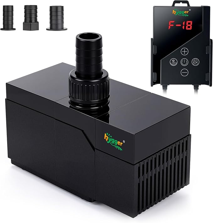 hygger 800GPH DC Aquarium Pump with Controller, Ultra Quiet 24V Submersible Water Pump, 12.5ft High Lift Return Pump for Fish Tank, Sump, Pond, Fountain & Hydroponics (28W)