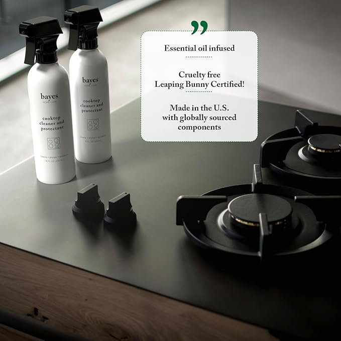 Bayes Cooktop Cleaner and Protectant for Daily Use - Cleans, Shines and Protects Ceramic Glass and Enamel Cooktops - For Fingerprints, Grease, Residue, and Smudges - 16 oz