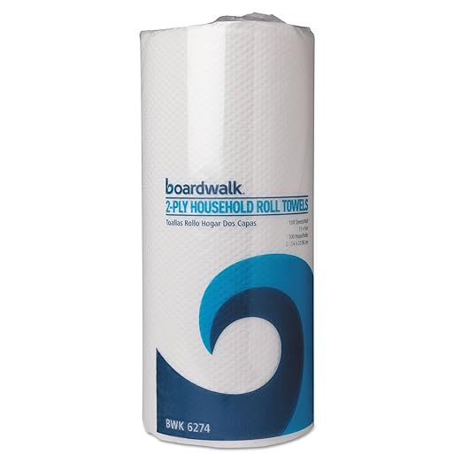 Boardwalk BWK6274 Perforated Paper Towel Rolls, 2-Ply, 11" x 9", White, 100 per Roll (Case of 30 Rolls)