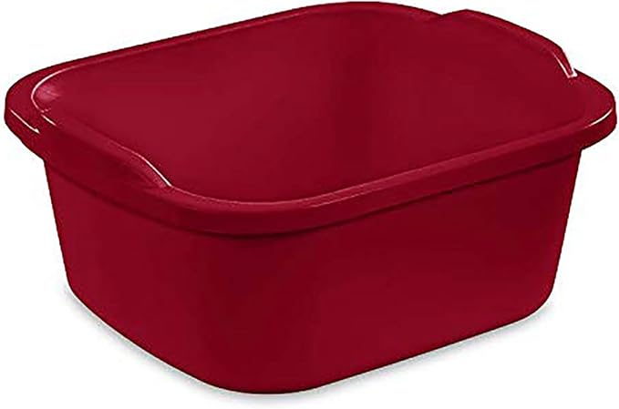 Sterilite Convenient Extra Large Heavy Duty Multi-Functional Home 12 Quart Standard Sink Dish Washing Plastic Storage Pan, Red (16 Pack)