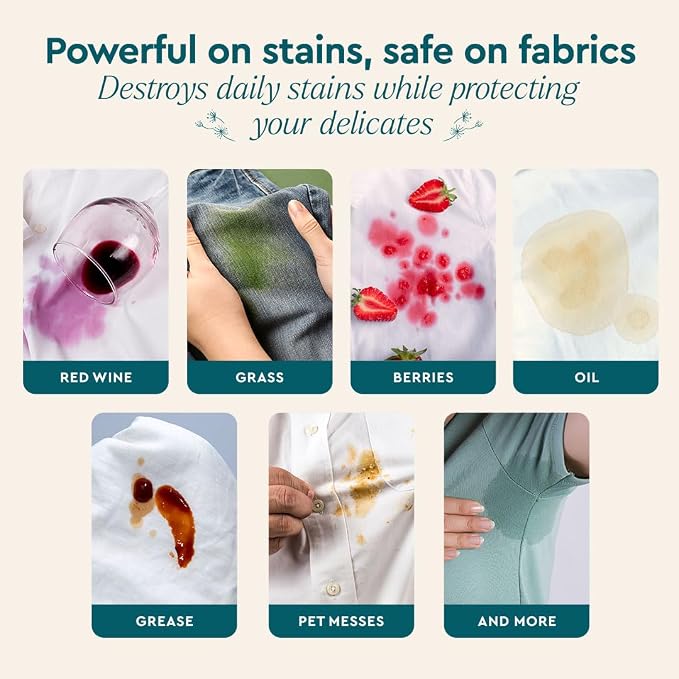 Puracy 12oz Stain Remover Laundry Stain Remover Spray for Clothes, Enzyme-powered Natural Liquid Laundry Detergent 48oz Refill Free & Clear 12oz & Fresh Linen 48oz Bundle