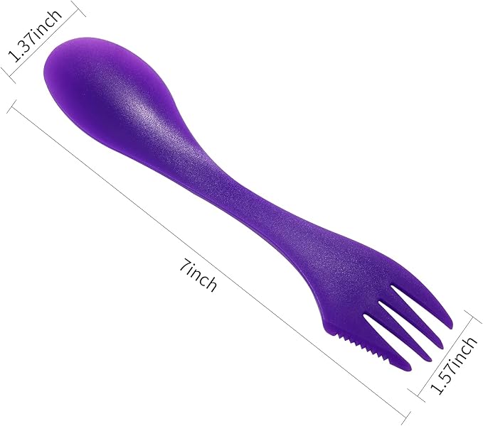 Arroyner 30Pcs Plastic Sporks Tritan Sporks 3 in 1 Travel Fork for Camping, Travel, Home, Restaurant (7 Inch)