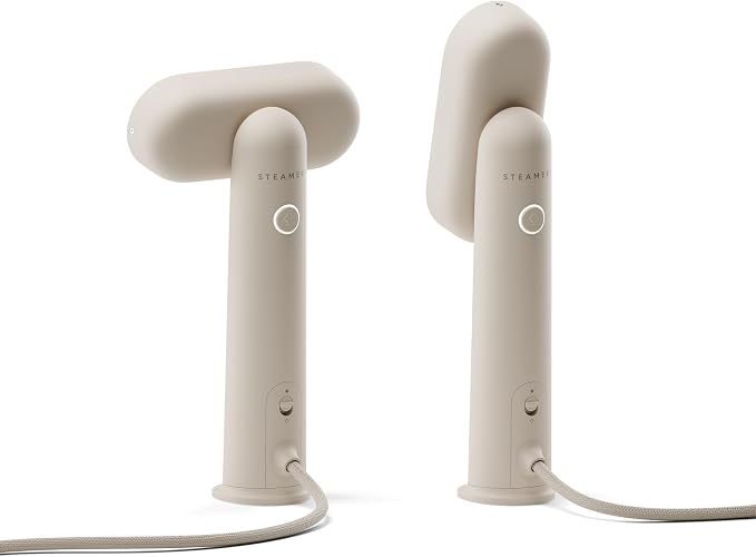Steamery Travel Steamer Cirrus Lite, 1200W, Steam Output 16g/min, Heat up 18 Seconds, Portable & Packable, Rotating Steam Head, Dry Steam Technology (Beige)
