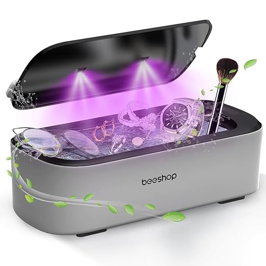 Professional Ultrasonic Jewelry Cleaner - 550ml(19oz) Ring Cleaner with Degas Function, 2 Time Modes, 48Khz Jewelry Cleaner Sonic Machine for Eyeglasses, Dentures, Retainer, Necklaces, Watch(Black)