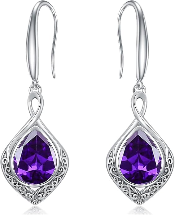 PELOVNY Celtic Knot Filigree Earrings for Women 925 Sterling Silver Moss Agate/Birthstone Infinity Earrings Birthday Christmas Jewelry Gifts for Mom Daughter Wife Sister