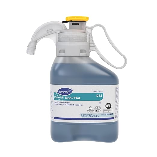Diversey 9294549 SUMA DISH D1.5 Commercial Soap for Manual Pot & Pan Detergent with Floral Scent, Super Concentrated Liquid SmartDose, 1.4-Liter