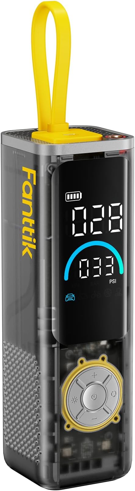 Fanttik X9 Apex Portable Air Compressor for Car Tires, 35s Fast Inflation, 150PSI Cordless Tire Inflator with Light and Power Bank, Handed Inflator for Car, Motorcycle, Bike, Mechanical Gray