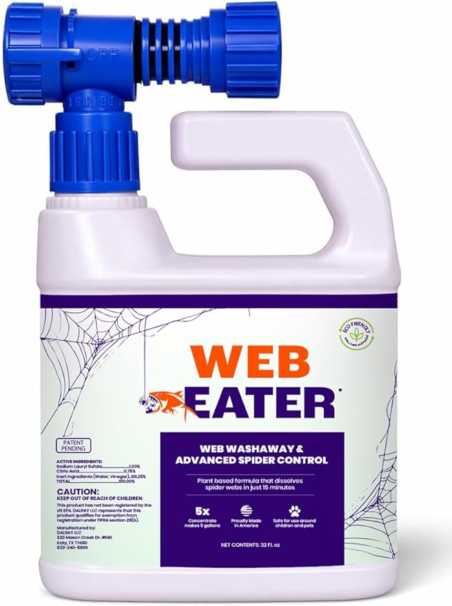 ™ Advanced Outdoor Spider Web Dissolver & Spider Repellent — 32 oz Concentrated Formula with Sprayer — Pet Friendly Long-Lasting Spider Control Up to 6 Months