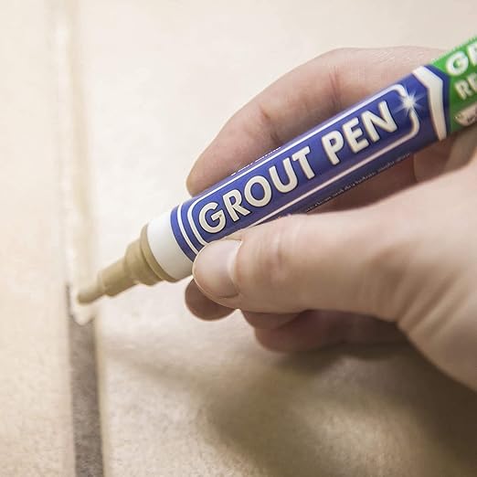 Grout Pen Tile Paint Marker: Beige 1 Pack and 2 Pack White with Extra Tips (Narrow, 5mm) - Waterproof Tile Grout Colorant Marker for Cleaner Looking Floors & Whitener Without Bleach
