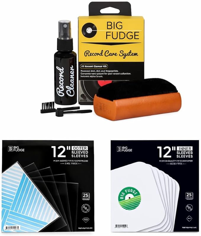 Big Fudge Professional Series Starter Kit: Includes Velvet Vinyl Cleaner Brush, Cleaning Fluid, Stylus Gel, Brush for Velvet and 25x Outer Sleeves, 25x White Inner Sleeves
