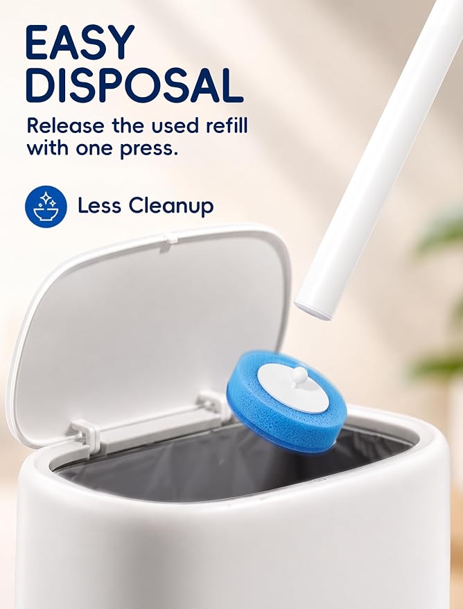 Disposable Toilet Brush Wand System, Toilet Bowl Cleaning Wand Kit with Disposable Refill Heads and Press Button Handle, 42 Count Refill Heads Only No Wand or Storage Box