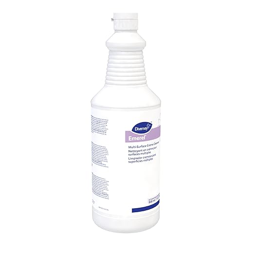 Diversey 94995295 Emerel Multi-Surface Creme Cleanser, Mild Abrasive Cleaner for Restroom and Hard Surfaces, Squeeze Bottle, Ready-to-Use, Fresh Scent, 32 Ounce