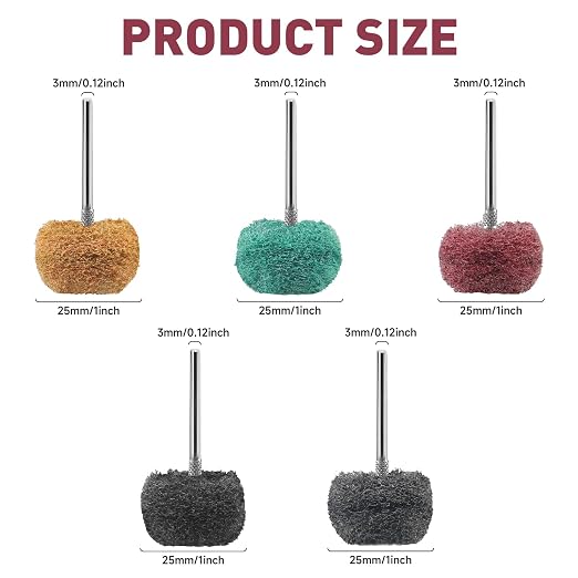 100 PCS Abrasive Buffing Wheels,1 inch Polishing Wheel Set for Proxxon Dremel Rotary Tool Accessory-1/8 Shank