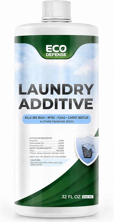 Eco Defense Bed Bug, Mite & Flea Treatment Laundry Additive Mite Killer & Bed Bug Detergent Plant-Based, Child & Pet Friendly Laundry Solution
