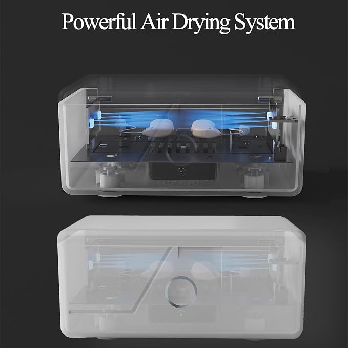 Fastest LED-UV Hearing Aid Dryer and Dehumidifier Accessory | UV-C Ultraviolet Light Box Kit | Removes Sweat & Moisture from Hearing Aids, Wireless Earbuds, and Ear Amplifiers