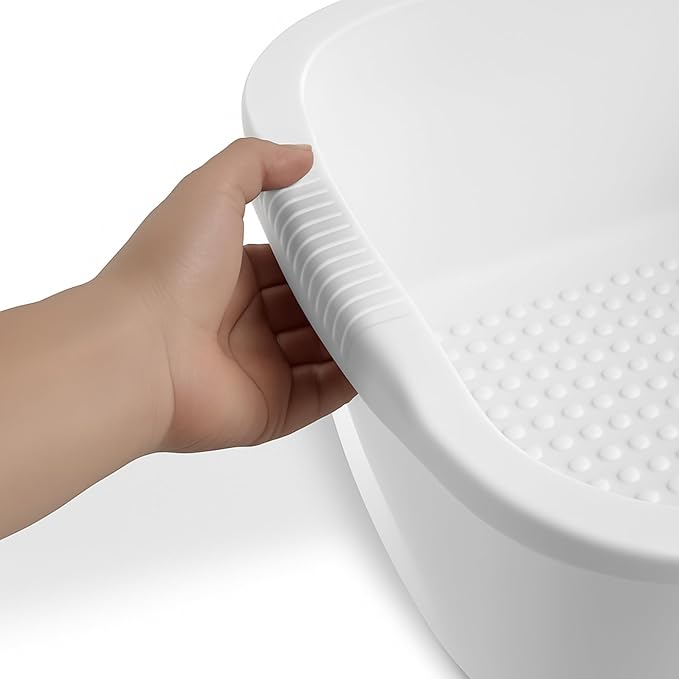 Plastic Wash Tub Dishpan Basin and Foot Bath for Soaking Feet, Laundry Hand Wash Bucket, Dish Pans for Washing and Storage Cleaning Supplies - 12 Quarts - Heavy Duty - White