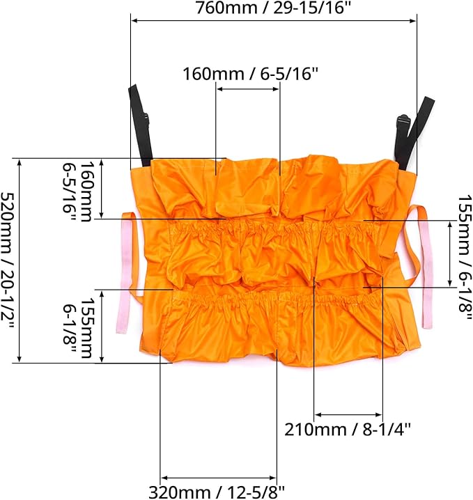 QWORK Trash Can Caddy Bag, 10 Pocket Commercial Cleaning Bag, Fit 32-50 Gallon Can, Round Trash Bag Holder, Garbage Bin Organizer, Yellow