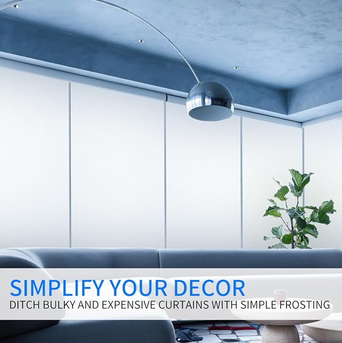 DERZGAO Window Privacy Film with Installation Tools, Static Cling, Anti UV, Heat Control, Ideal for Home Shower Office Glass Door (White Frosted, 23.6X157.4Inch)