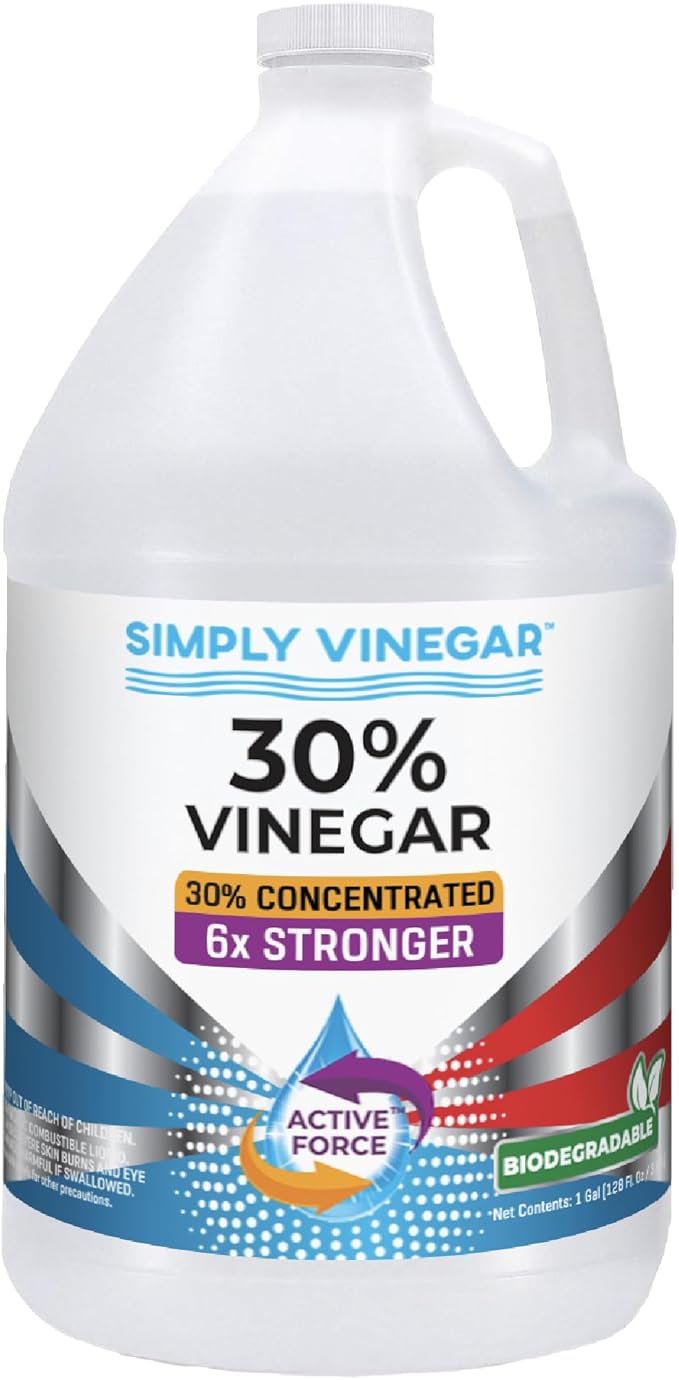 Simply Vinegar 30% Vinegar – Pure Concentrated Active-Force Vinegar for Cleaning, Home, and Garden, 128 oz