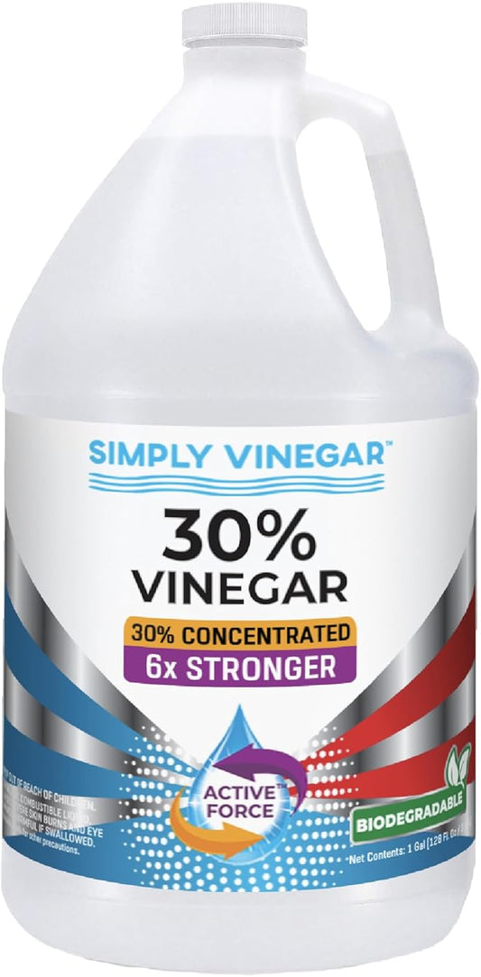 Simply Vinegar 30% Vinegar – Pure Concentrated Active-Force Vinegar for Cleaning, Home, and Garden, 128 oz