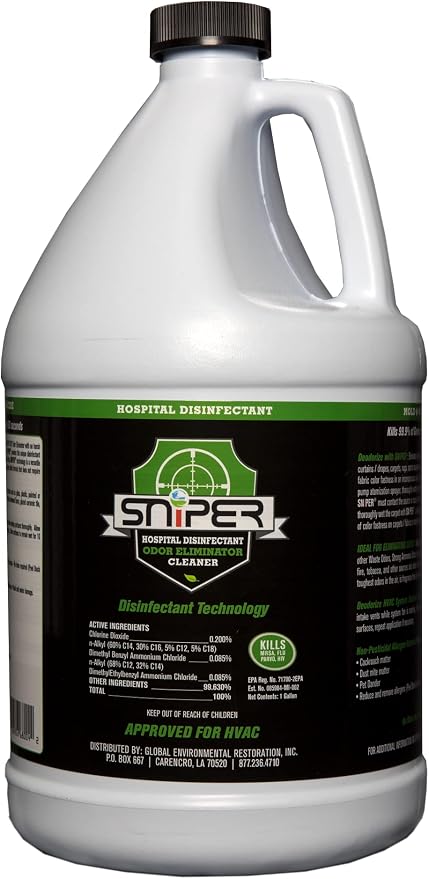SNiPER Hospital Disinfectant, Odor Eliminator & All-Purpose Cleaner Gallon with Zep Professional Sprayer Bottle 32 oz
