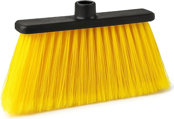 Broom Head Set – 2 Pack (Red & Yellow) Soft Bristles for Indoor Outdoor Cleaning, Universal Threaded Socket, Heavy-Duty Replacement Heads