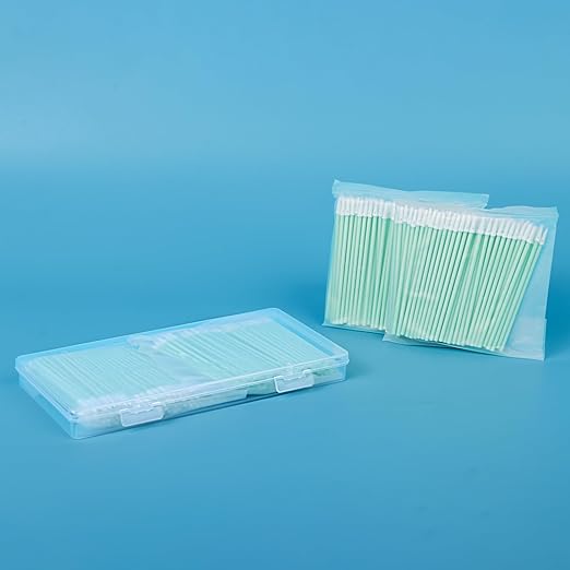 Pointed Foam Tip Cleaning Swabs for 1.25mm LC/MU Fiber Optic Connectors, Camera Lenses, PCB and Hard-to-Reach Areas, Lint-Free, 200pcs