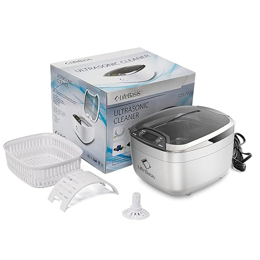 Life Basis Ultrasonic Cleaner Household Ultrasonic Jewelry Cleaner 850ml (28 Ounces) LCD Screen with 5 Digital Timer Watch Stand CD Holder for Ring Jewelry CD DVD Watches Glasses Makeup Brush - Silver