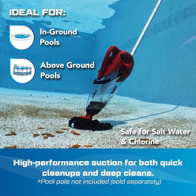 POOL BLASTER Pulse XL 350 Inground & Above Ground Pool Vacuum - American-Engineered Cordless Hoseless Vac with Auto-Start & XL Debris Chamber - Rechargeable Cleaner with 10.5" Head & 60 Min Runtime