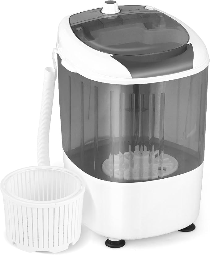 Mini Portable Washing Machine, 5.5 LBS Capacity Washer Machine and Spinner Combo with Spin Tub & Drain Hose, Small Semi-automatic Portable Washer for Apartment Dorm RV (Grey)