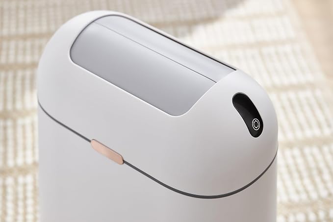 ELPHECO Bathroom Trash Can, 2.5 Gallon Motion Sensor Waterproof Trash Bin with Butterfly lid, Bathroom Decor Waste Basket Garbage Bin for Bedroom Kitchen and Office use, White with Golden Button