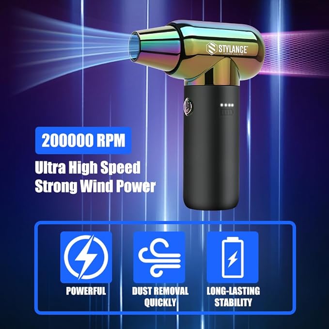 Compressed Air Duster,110000RPM Electric Air Duster, Mini Blower, Jet Dry Blower for Computer, Keyboard, Car, Home, Outdoor Cleaning, Type-C (Green)