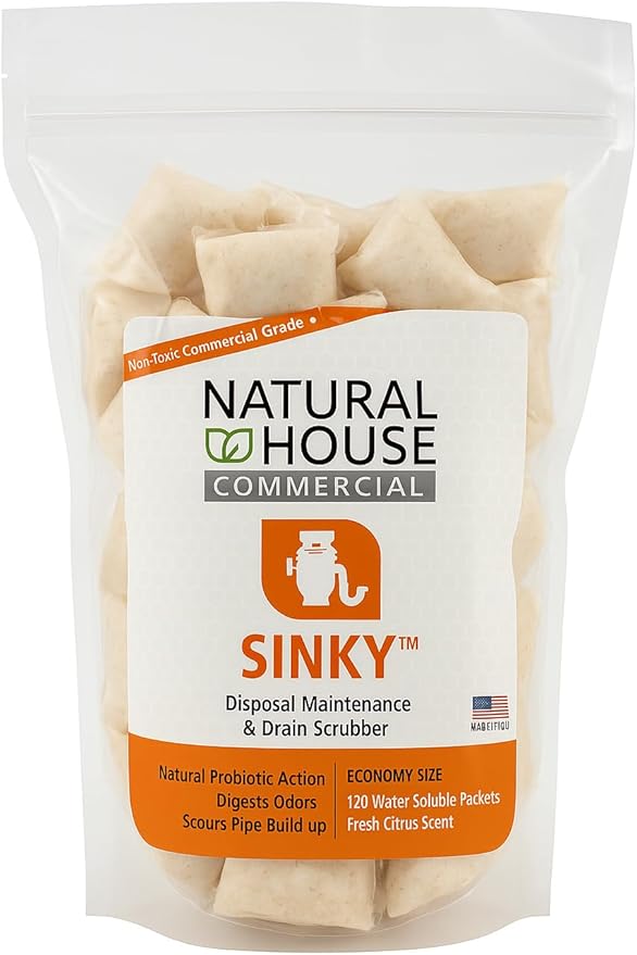 Natural House Sinky - Plant-Based Enzyme Drain Cleaner Pods Family Pack - 120 Count - 2-Year Supply - Septic-Safe, Plumbing-Friendly - Citrus Scent