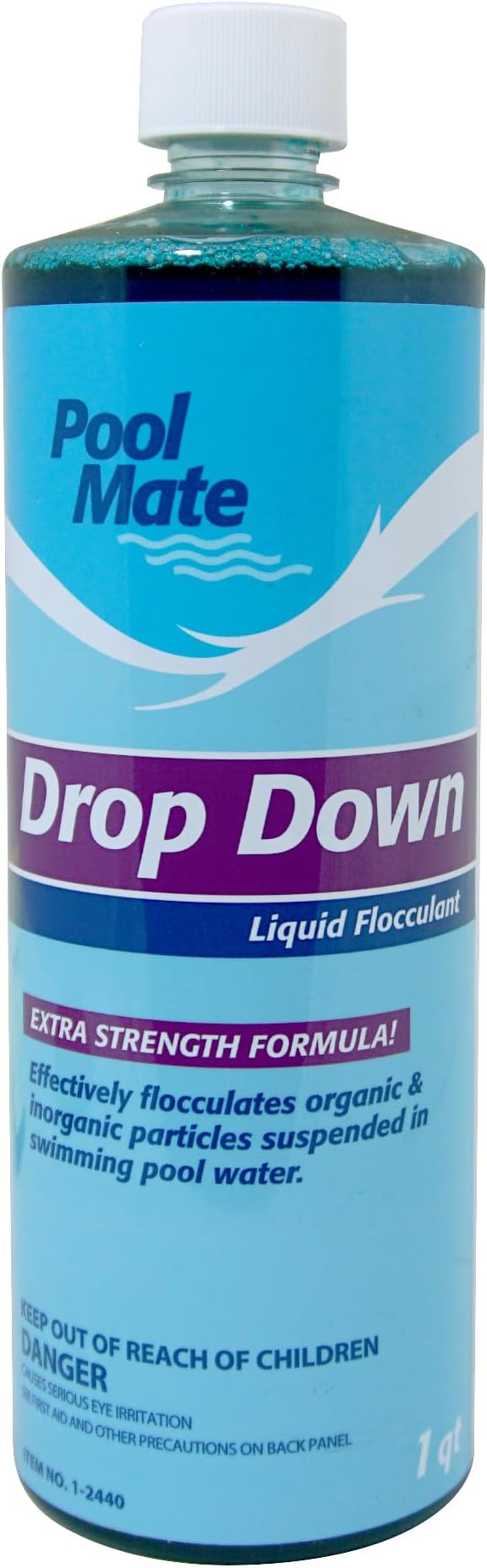 Pool Mate 1-Quart 4-Pack Premium Drop Down Liquid Flocculant, Pool Clarifier, Made in USA