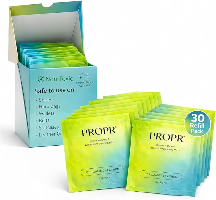 PROPR Premium Double Sided Shoe Cleaning Mitt Bundle - Individually Wrapped Travel Cleaner for Sneakers, Leather Shoes, Handbags & Accessories - 60 Pack