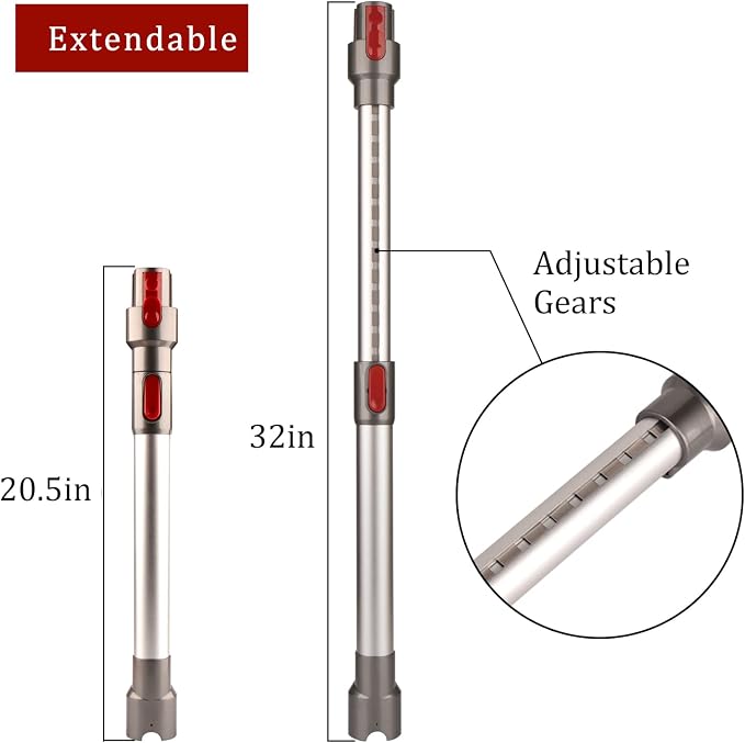 Fullclean Extension Wand Compatible with Dyson V15 V11 V10 V8 V7 GEN5 Vacuum Cleaner,Replacement Tube Rod Stick 20.5 to 32 Inch Extendable Wand,NOT for Slim