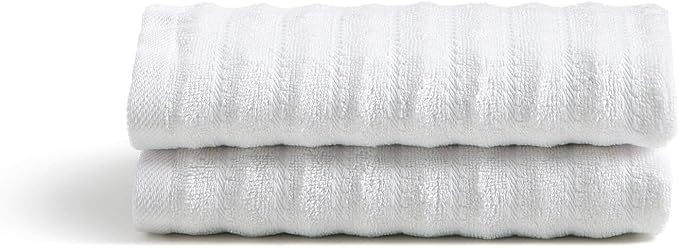 Cosy House Collection Luxury Rayon Derived from Bamboo Blend 2-Pack Towel Set - Ultra Soft, Absorbent and Quick Drying - Plush Cotton Hotel Spa Quality - 15" x 26" (Hand Towel, White)