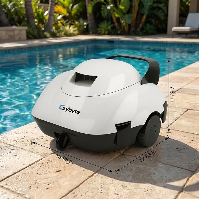Robotic Pool Cleaner, Cordless Pool Vacuum with 18.5 GPM Powerful Suction,120-Min Runtime, Self-Parking, Pool Vacuum for Above-Ground & Flat Pools to 860 sq.ft,Silver-White