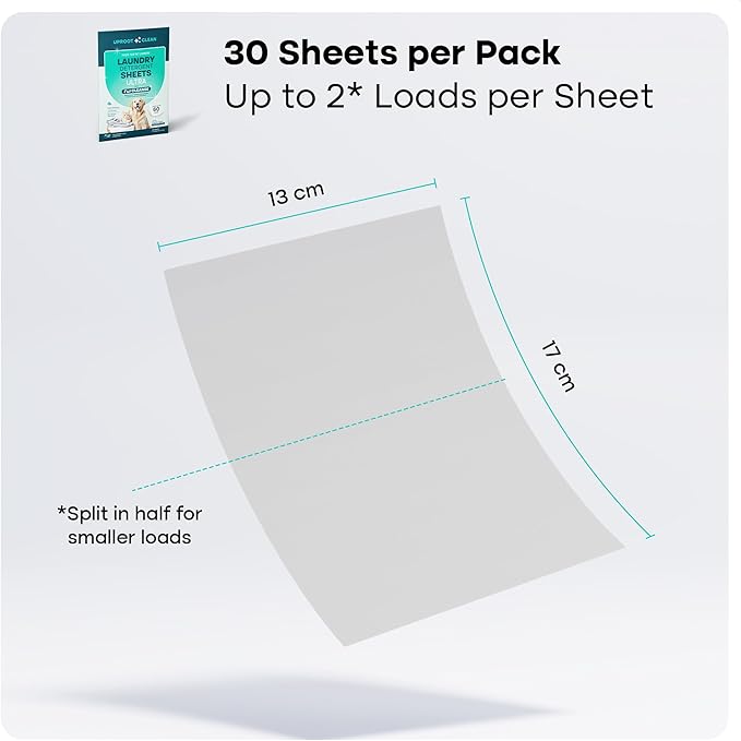 Uproot Clean Laundry Sheets Ultra - 30 Pack - Fragrance-Free: Extra-Large Enzyme-Powered Laundry Detergent Sheets Travel Pack - Eliminate Clinging Fur, Pet Odors, & Messy Residue - Up to 60 Loads