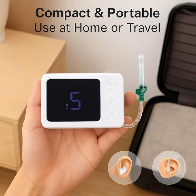 Hearing Aid Cleaning Vacuum Kit – with 8 Tips, Digital Display – Compatible with Hearing Aids, Earbuds & in-Ear Monitors