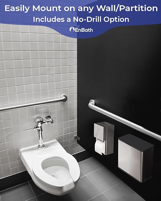 Sanitary Napkin Disposal Receptacle, Tampon Disposal Bin -Wall Mounted Trash Can for Bathroom with Removable Container for Improved Hygiene. Easy Mount to Any Wall/Partition. Includes No-Drill Option
