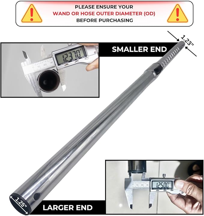 1.25 Inch Stainless Steel Vacuum Extension Wand Compatible with Vacuums using 1 1/4 Inch (1.25in) 32mm Accessories - 1 1/4 Vacuum Extension Tube for Shop Vac (Stainless Steel Extension Wand)