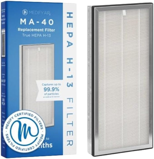 Medify MA-40 Genuine Replacement Filter for Allergens, Smoke, Wildfires, Dust, Odors, Pollen, Pet Dander | 3 in 1 with Pre-filter, True HEPA H13 and Activated Carbon for 99.9% Removal | 1-Pack