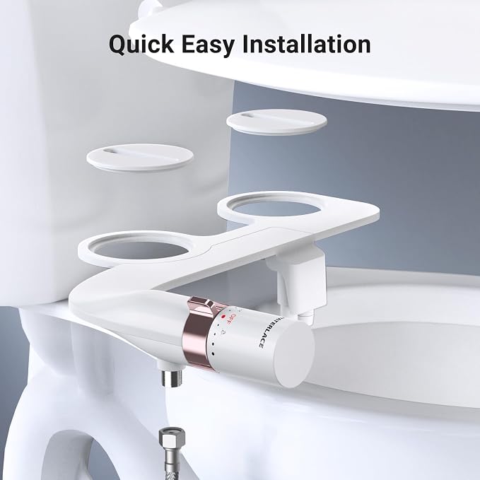 Bidet Attachment for Toilet Seat Sprayer - Non Electric Dual Nozzle with Cold Water - Self Cleaning Toilets Bathroom Spray for Butt Wash - Easy Slim Adjustable Pressure Control Rv Bidets Gifts