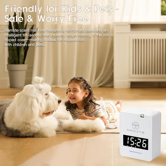 Smart HVAC Scent Machine, Covers 3000 Sq.Ft, Oil Level Monitoring | 300ML Waterless Essential Oil Diffuser, Cold Air Tech, Built-in Clock, for Home, Hotel, Office, Shopping Mall