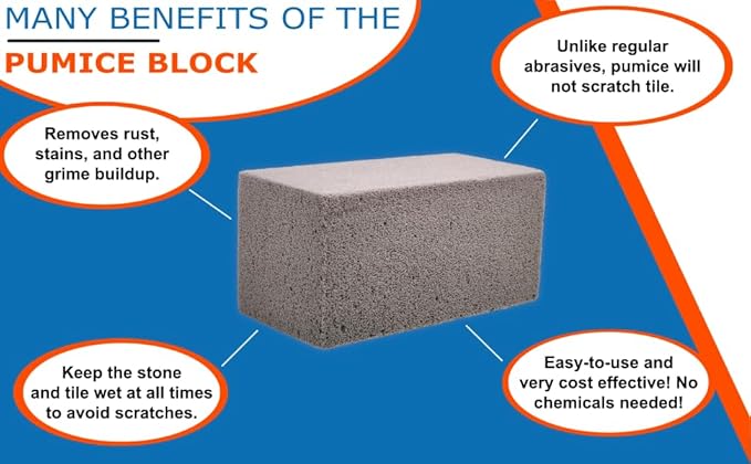Pumie Pool Blok PB-12 Tile and Concrete Cleaning Pumice Stone for Pools | Pack of 1