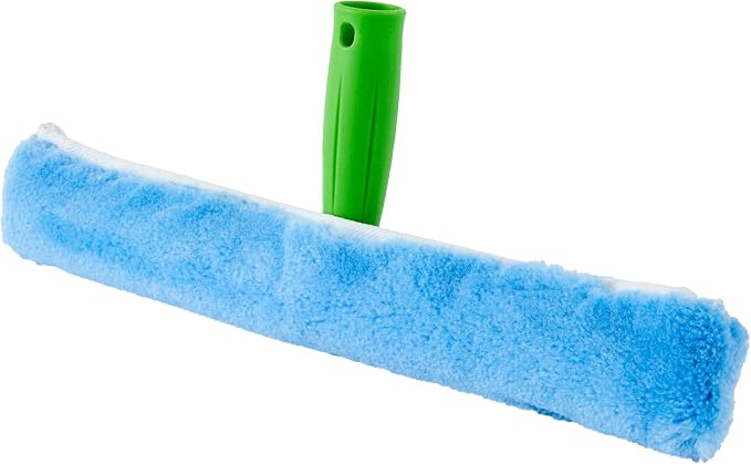 Restaurantware-Clean Tek Professional Window Washer Strip, 1 Window Scrubber with T-Bar Handle - Machine Washable, No-Streak Cleaning, Blue Acrylic Washer for Glass Door, Home Or Commercial Use